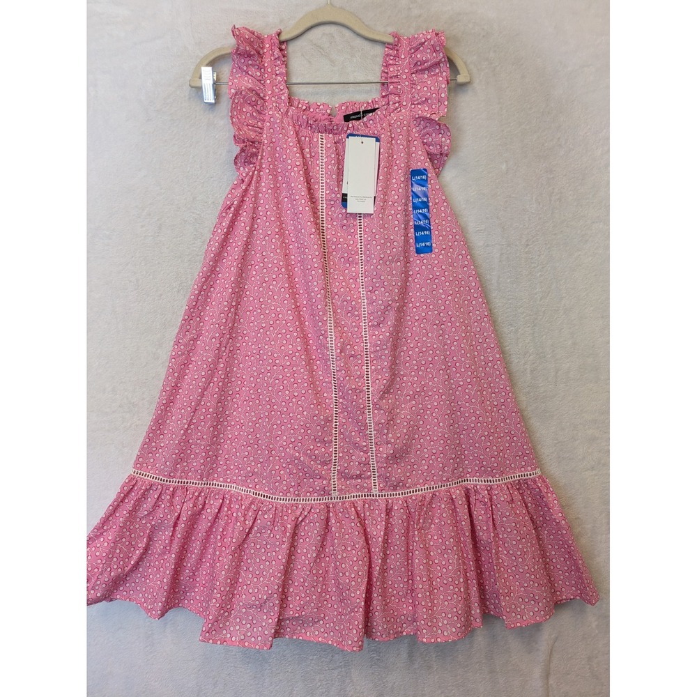 French Connection Girl's Size L 14/16 Pink Floral Ruffle‎ Dress NWT